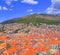 Aerial panorama of Dubrovnik old city and hill Srd