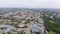 Aerial Panorama of Dwelling Blocks of Multistory Buildings near Nature and River