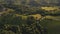 Aerial panorama from Eckberg at Autumn grape hills and foggy Alps in distance