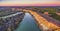 Aerial panorama of eroding sandstone shore of Murray RIver.