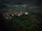 Aerial panorama of green agriculture farming terraces old remote rural mountain village town Padrao Portugal