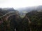 Aerial panorama of green Bogota river canyon at waterfall Salto del Tequendama in Cundinamarca Colombia South America