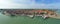 Aerial Panorama from the harbor and the historical city Volendam in Netherlands