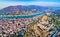 Aerial panorama of Heidelberg with the castle and the Neckar River. Germany