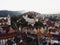 Aerial panorama of historic old town centre of Fuessen Fussen at lech river in Ostallgaeu Allgau Swabia Bavaria Germany