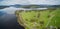 Aerial panorama of Huon River and Valley, Tasmania