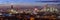 Aerial panorama of the illuminated skyline of London, UK