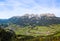 Aerial panorama image of the Wilder Kaiser mountain range, Austria