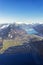 Aerial panorama of Interlaken and Brienz and Thun lakes