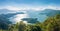 Aerial Panorama landscape of Plover Cove Reservoir, Hong Kong