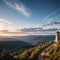 an aerial panorama of the lookout tower.