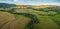 Aerial panorama of meadows and pastures of Mitta Mitta Valley ne