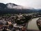 Aerial panorama of medieval Castle Fortification Festung Kufstein Fortress in town Tyrol Austria alps mountains Europe