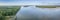 aerial panorama of Mississippi River and entrance to the Chain of Rocks Bypass Canal