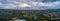 Aerial panorama of Mornington Peninsula on a cloudy day at sunset.