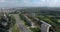 Aerial panorama of Moscow buildings and vast greenspace, Russia