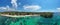 Aerial panorama from Mushroom bay harbor on Nusa Lembongan Bali Indonesia