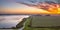 Aerial panorama of Netherlands Polder landscape