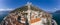 Aerial panorama of the old coastal town