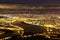 Aerial panorama over Taipei, capital City of Taiwan, on a golden gloomy evening