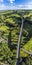 An aerial panorama over the Thornton viaduct away from the town of Thornton, Yorkshire, UK