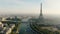 Aerial Panorama of Paris Cityscape with Eiffel Tower and Seine River