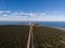 Aerial panorama of road to Cabo de Sao Vicente Cape St Vincent mediterranean Algarve cliff atlantic coast beach Sagres