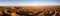 Aerial panorama in Sahara desert at sunrise