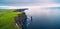 Aerial panorama of the scenic Cliffs of Moher in Ireland