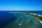 Aerial panorama of the sea paradise of Dzharylhach island in the black Sea