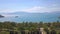 Aerial panorama of seascape of Athens in Greece, blue sea and trees on coast