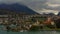 Aerial panorama of Spiez with Niessen peak background. BernerOberland, Switzerland.