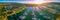 Aerial panorama of suburban area and marina on Mornington Peninsula at sunset. Melbourne, Australia.