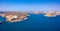 Aerial panorama sunrise photo - Ancient capital city of Valletta