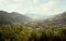 Aerial panorama of Szczawnica town and Pieniny mountains