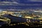 Aerial panorama of Taipei City in a blue gloomy night