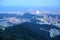 Aerial panorama of Taipei City in a blue gloomy night