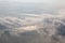 Aerial panorama of Taipei City on a foggy morning with a bird`s eye view of dense fog rolling over Guandu Plain