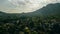 aerial panorama of Tepoztlan with a beautiful sunset in the background. mexico