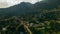 aerial panorama of Tepoztlan with a beautiful sunset in the background. mexico