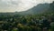 aerial panorama of Tepoztlan with a beautiful sunset in the background. mexico