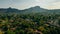 aerial panorama of Tepoztlan with a beautiful sunset in the background. mexico