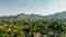 aerial panorama of Tepoztlan with a beautiful sunset in the background. mexico