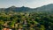 aerial panorama of Tepoztlan with a beautiful sunset in the background. mexico