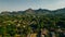 aerial panorama of Tepoztlan with a beautiful sunset in the background. mexico