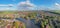Aerial panorama from the traditional city Oudekerk aan de Amstel in the Netherlands