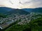 Aerial Panorama of Tranquil Buhl and Lautenbach villages: Verdant Hills, Historic Homes & Golden Sunset in Florival Valley, Alsace