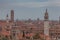 Aerial panorama of venetian bell towers and houses, Venice