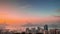 Aerial panorama view of Hong Kong Island at sunset. Time lapse