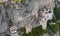 Aerial Panorama View of Madonna della Corona Sanctuary, Italy. The Church Built in the Rock